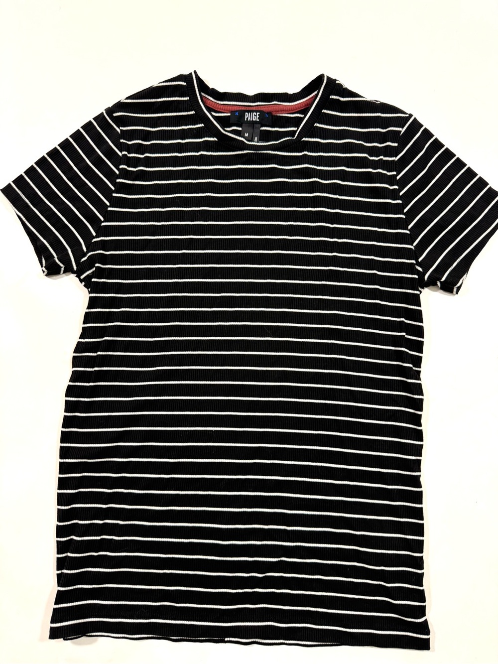 Paige Rib Stripe Tee Shirt Crewneck Black